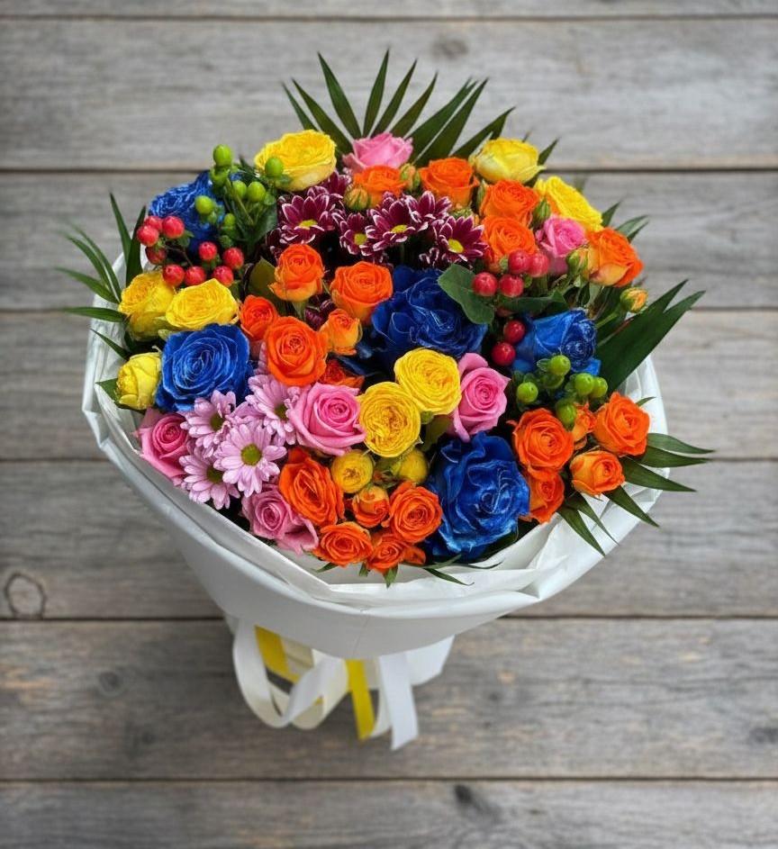 Букет цветов из: Розы и Хризантемы в Верхней Салде