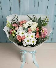 Букет цветов из:  Розы, Лизиантусы и Хризантемы #REPLACE_PRED# Верхней Салде