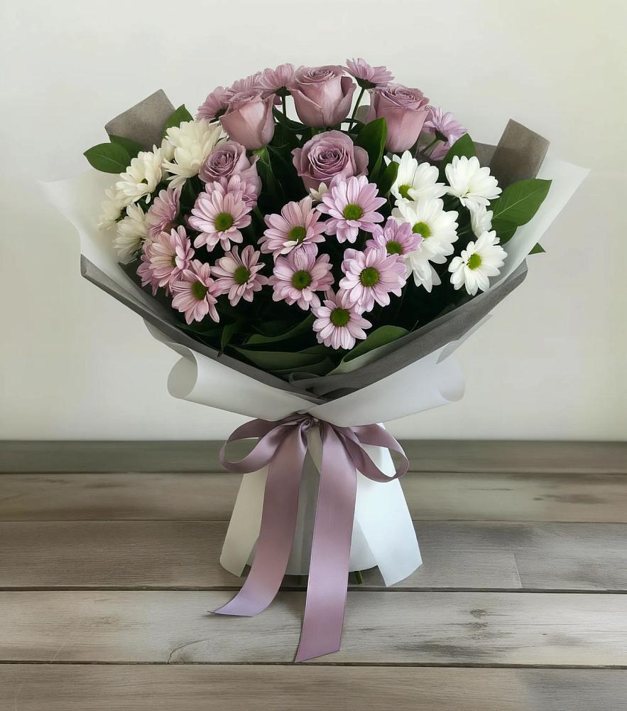 Букет цветов из: Хризантемы и Розы в Верхней Салде