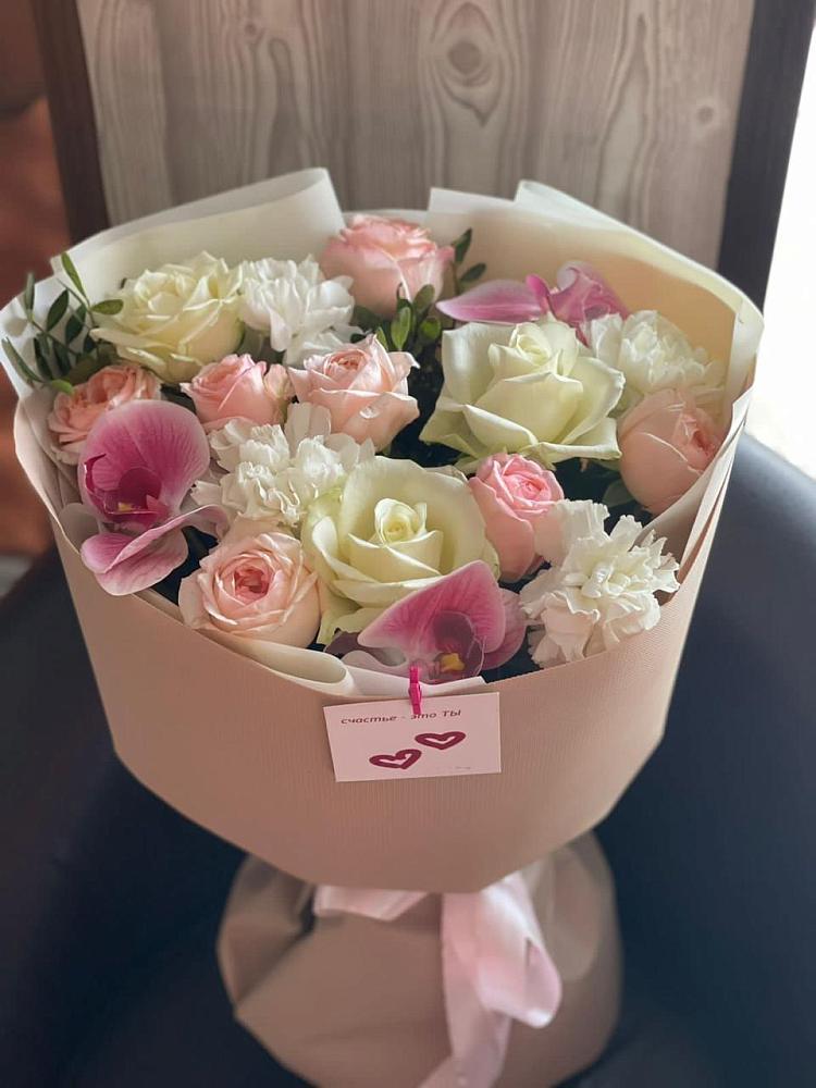 Букет цветов из: Орхидеи, Розы и Гвоздики в Верхней Салде