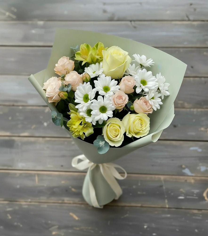 Букет цветов из: Альстромерии, Розы и Хризантемы в Верхней Салде
