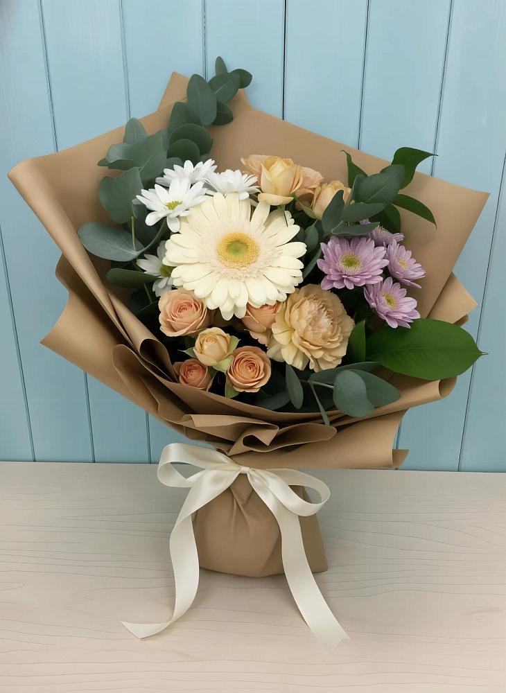 Букет цветов из: Герберы и Хризантемы в Верхней Салде