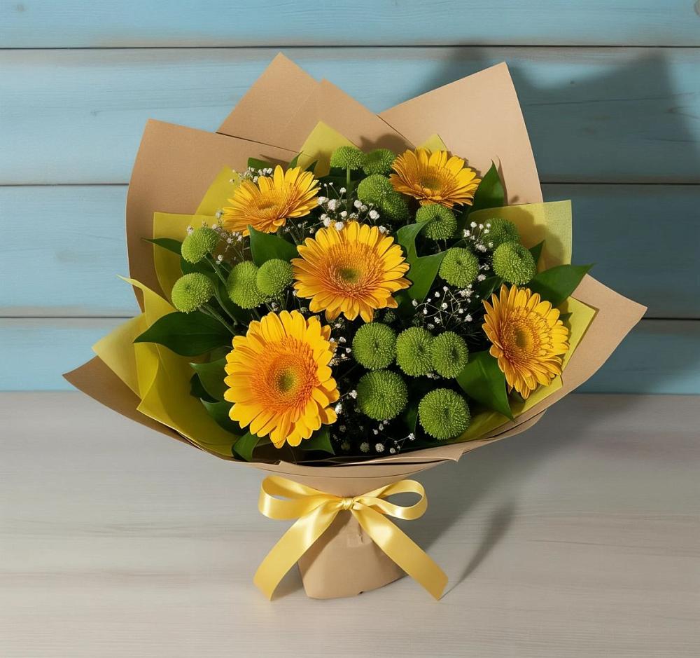 Букет цветов из: Герберы и Хризантемы в Верхней Салде