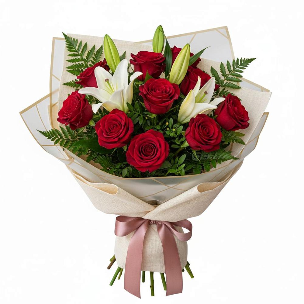 Букет цветов из: Лилии и Розы в Верхней Салде