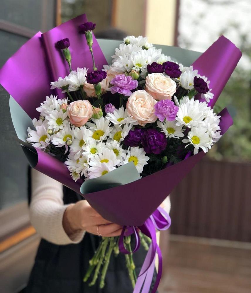 Букет цветов из: Хризантемы, Гвоздики и Розы в Верхней Салде