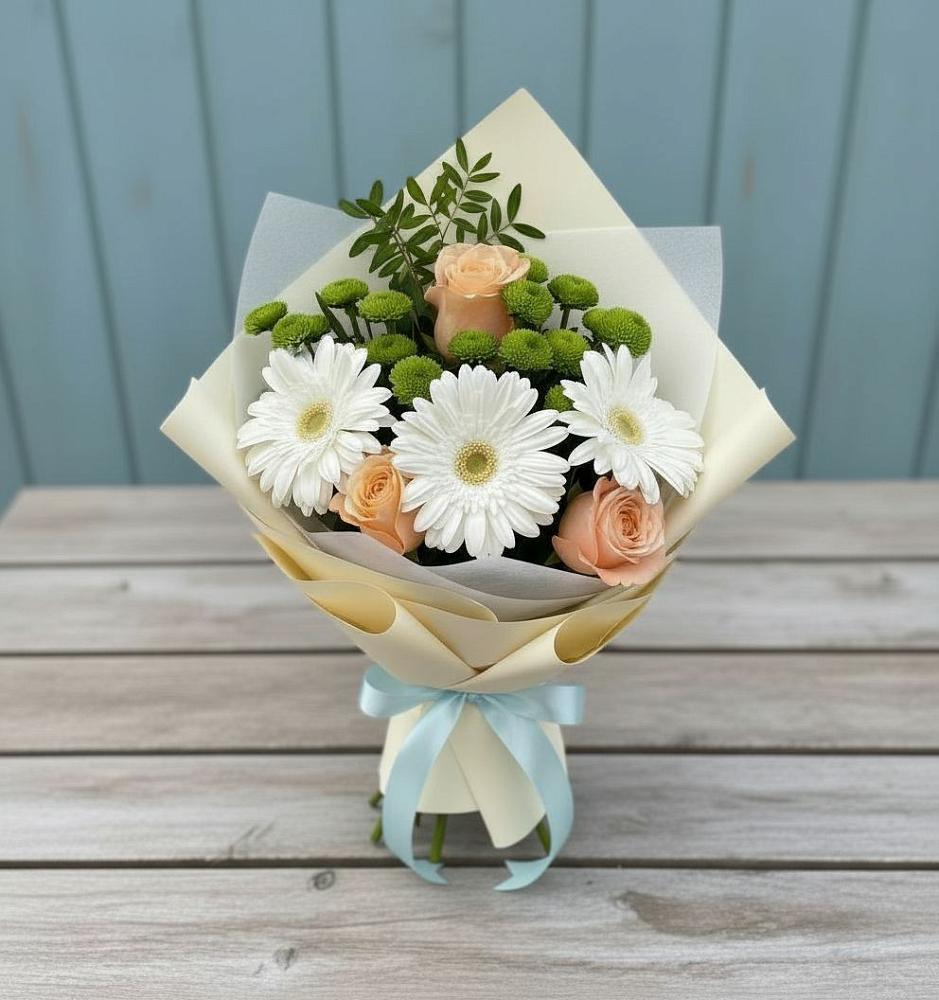 Букет цветов из: Герберы, Розы и Хризантемы в Верхней Салде