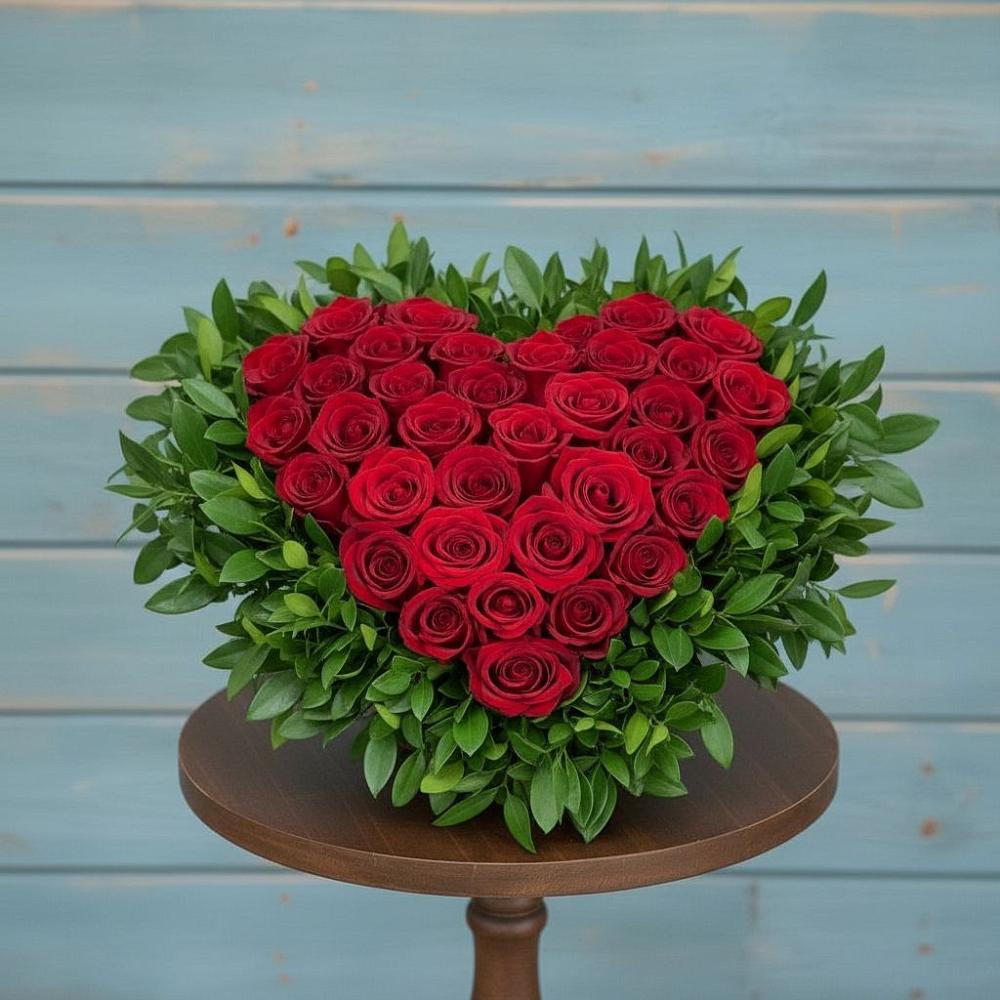 Цветочная композиция из Розы в виде сердца в Верхней Салде