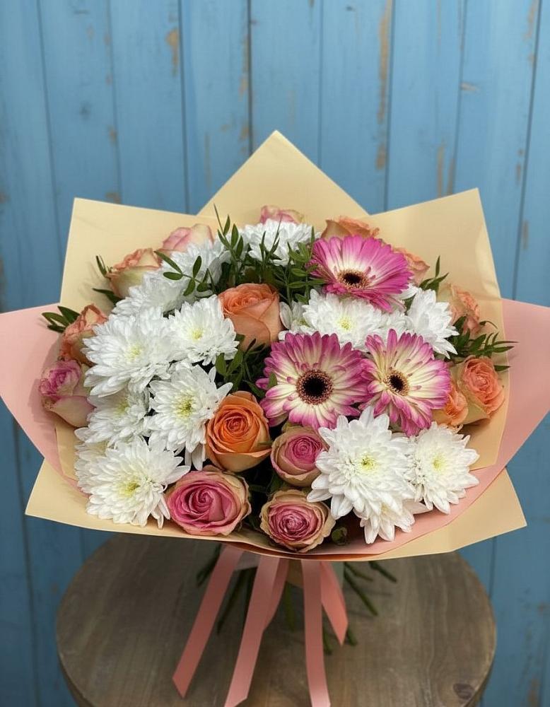 Букет цветов из: Розы, Герберы и Хризантемы в Верхней Салде