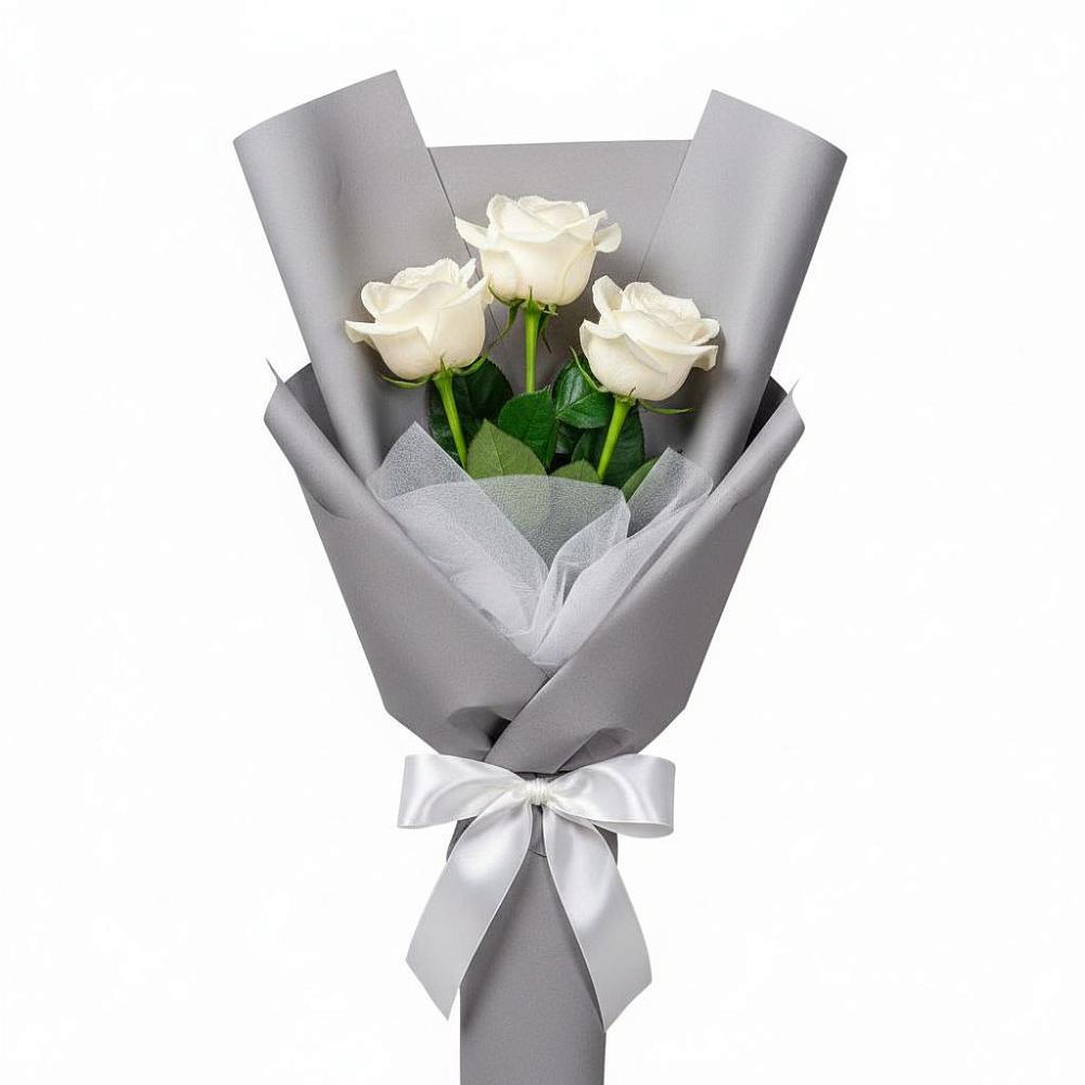 Букет 3 белые розы в Верхней Салде