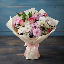 Букет цветов из:  Хризантемы, Альстромерии и Розы в Верхней Салде