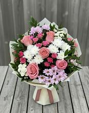 Букет цветов из:  Альстромерии, Гвоздики, Розы и Хризантемы #REPLACE_PRED# Верхней Салде