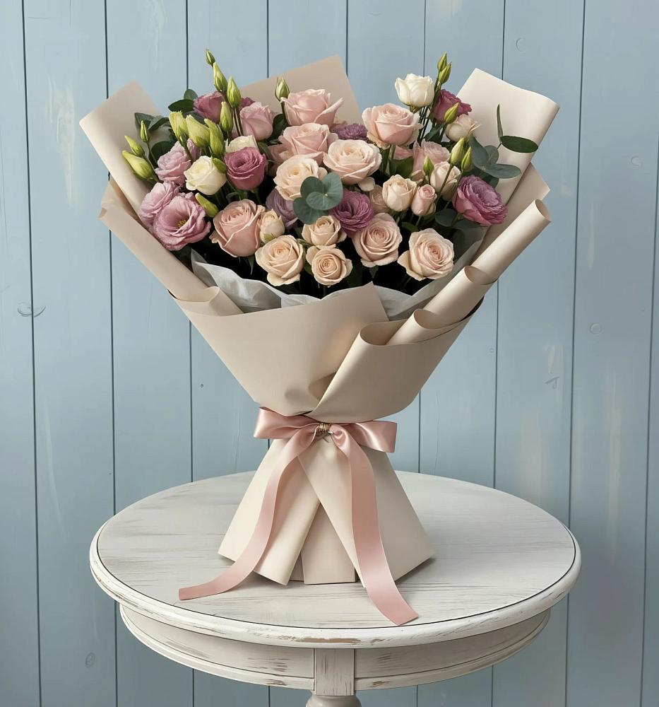 Букет цветов из: Розы и Лизиантусы в Верхней Салде