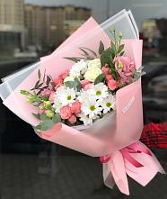Букет цветов из:  Розы, Лизиантусы и Хризантемы в Верхней Салде