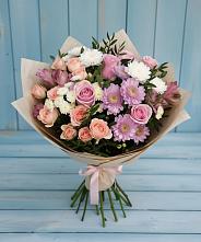 Букет цветов из:  Хризантемы, Розы и Альстромерии в Верхней Салде