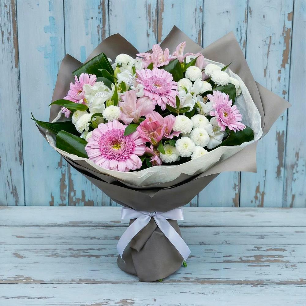 Букет цветов из: Герберы, Альстромерии и Хризантемы в Верхней Салде