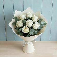 Букет Белые розы в Эвкалипте в Верхней Салде