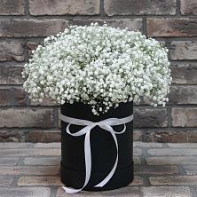 Цветочная композиция из Гипсофила в шляпной коробке в Верхней Салде