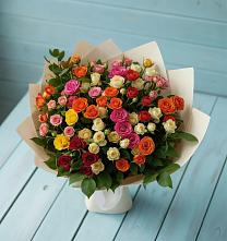Букет Микс из разноцветных кустовых роз в Верхней Салде